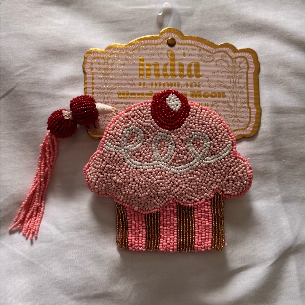 Viral Beaded Cupcake Keychain with Tassel